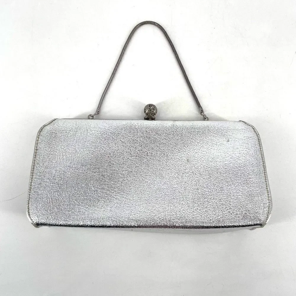 Vintage‎ Rulo Creations Women's Shimmer Clutch Handbag Evening Bag Silver Small